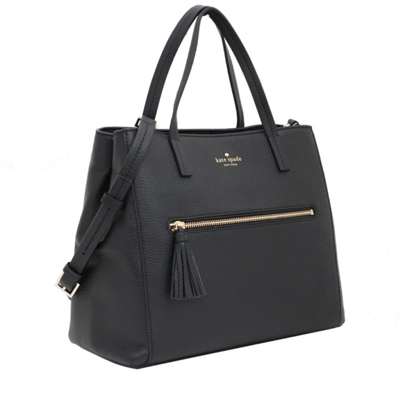 NWT Genuine Kate Spade New York Spencer Court Tera Handbag Black Pebbled Leather - Picture 1 of 10
